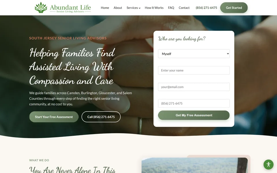 Website we built for abundantlifeseniorlivingadvisors.com