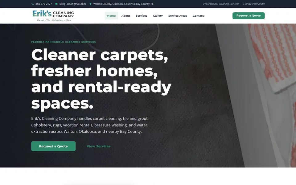 Website we built for erikscleaningcompany.com