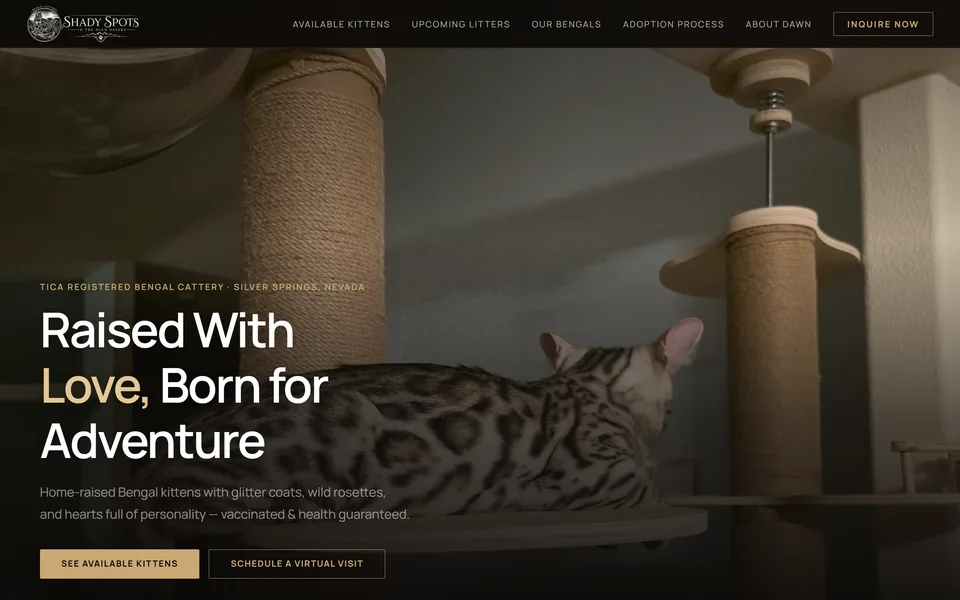 Website we built for shadyspotscatranch.com
